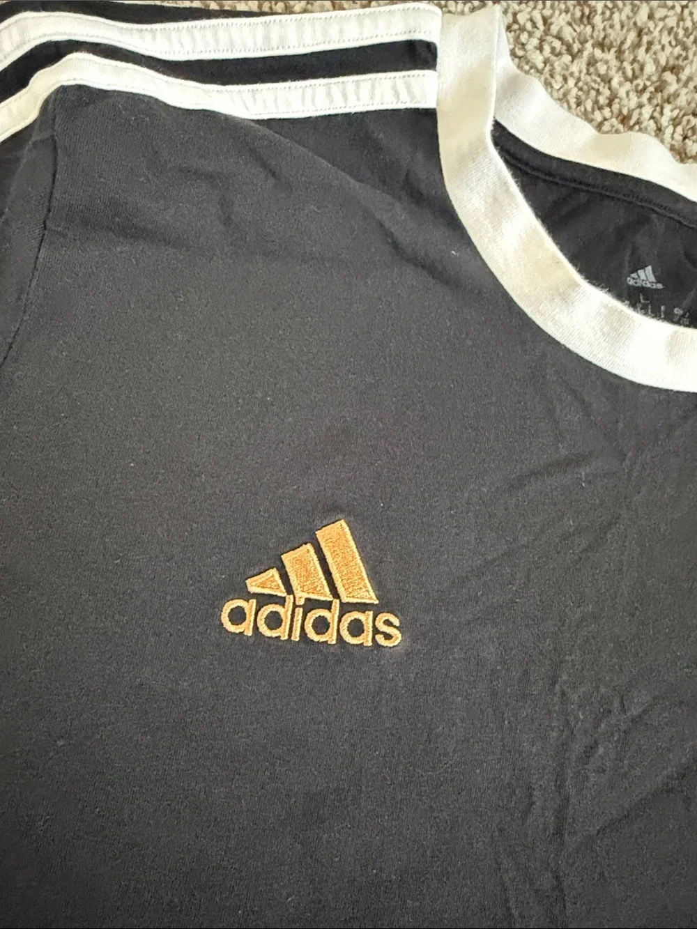 adidas FIFA German National Soccer Team Black Tee with Gold Crest and White Trim